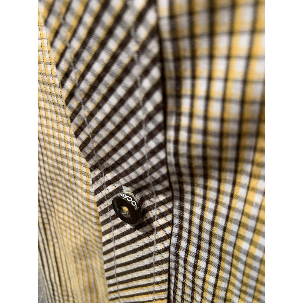 3XL Rocawear Classic Yellow/White/Brown Fade Checks Button Down Long Sleeve - Picture 10 of 16